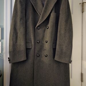 Men's Double-Breasted Charcoal Overcoat